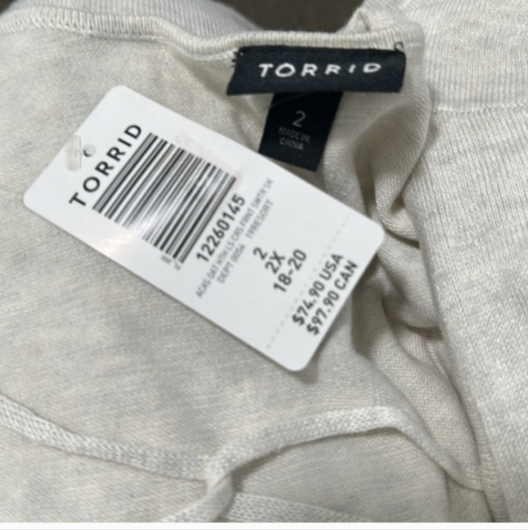 NWT Torrid Cream Long Sleeve Skater Dress with Crisscross Neckline - Picture 4 of 5